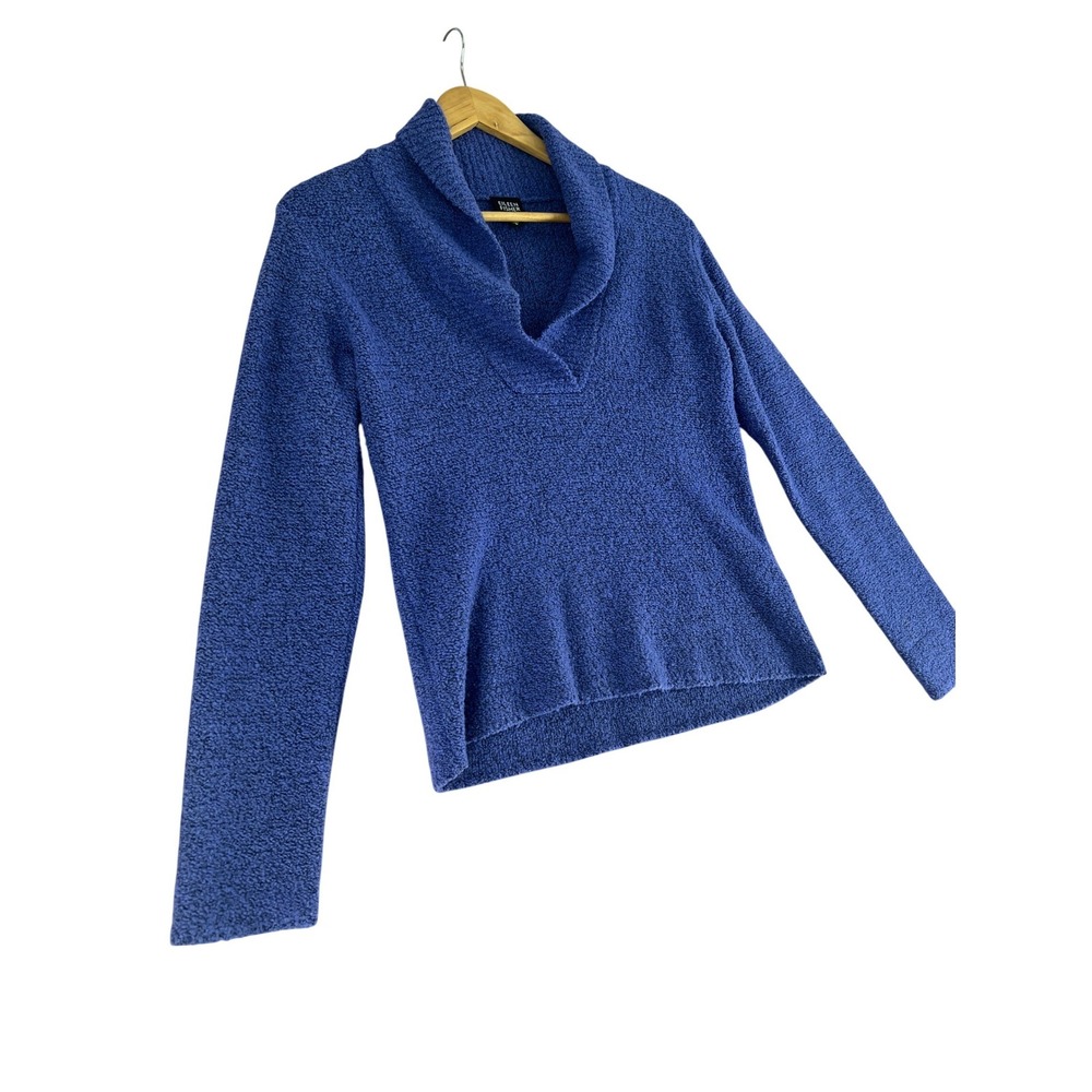 Eileen Fisher Purple Blue Merino Wool Cashmere Shawl Collar Boucle Sweater Small - Picture 3 of 11